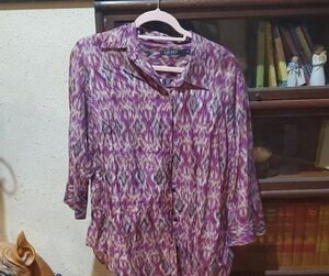 Ralph Lauren Women's Purple Patterned Top